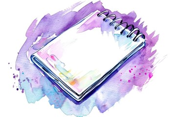 Canvas Print - A watercolor illustration of a notepad and pen, perfect for office or school use