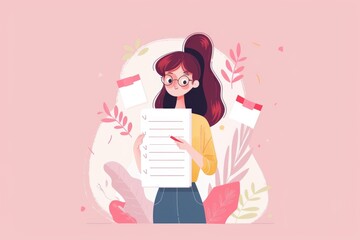 Poster - A woman holding a piece of paper in her hands