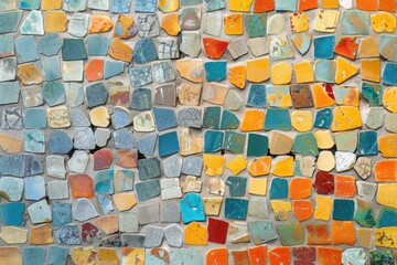 Poster - A close-up shot of a stone wall with different colors and textures, suitable for architectural or decorative purposes