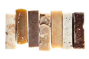 Poster - A row of soap bars sitting next to each other, often used in bathroom scenes or still life photography