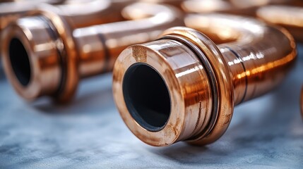 Copper Pipes Close-Up