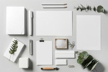 Poster - A collection of stationery items arranged on a table, useful for offices and homes