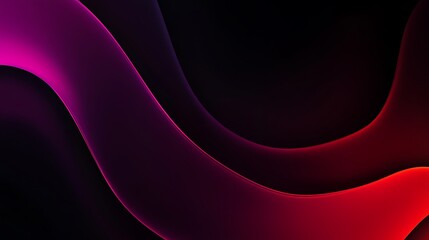 Canvas Print - Abstract Curved Shapes in Red and Purple Hues on a Black Background