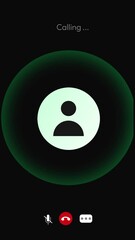 Poster - Vertical Calling Screen Animation 4k with ringing effect and black backdrop. Seamless loop online calling concept animation on phone screen.