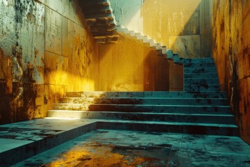 Poster - A staircase leading up to the top of a building, great for architectural or urban planning illustrations