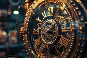 Poster - A close-up shot of a clock face with Roman numerals, perfect for use in designs requiring a sense of time and classic styling