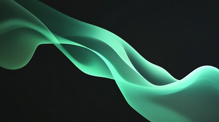 Wall Mural - Abstract Green Wave on a Black Background