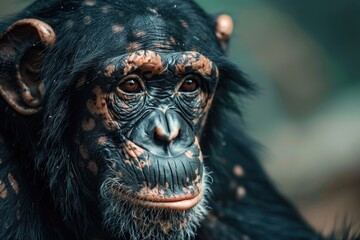 Aufkleber - Close-up shot of a monkey's face with a blurred background