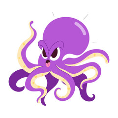 Sticker - Comic style sticker of angry octopus 

