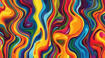 Poster - Multicolored pattern of wavy lines