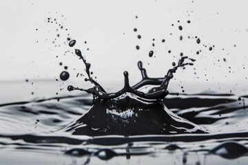 Poster - A close-up shot of a splash of water in black and white