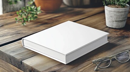 Poster - Blank Book Mockup on Wooden Table