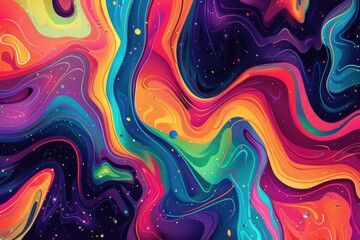 Poster - Abstract art featuring vibrant colors and swirling patterns on a dark background