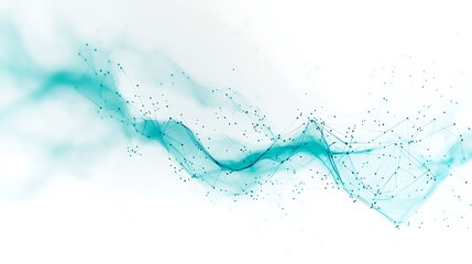 Wall Mural - Abstract teal network of connected dots and lines on white background