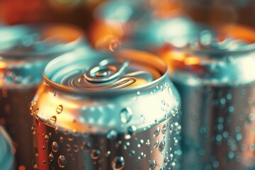 Wall Mural - A close-up view of a soda can with a pop-top lid and colorful labels