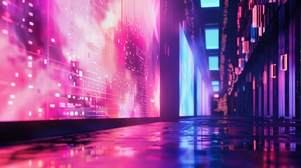 Aufkleber - A bustling city street illuminated by vibrant lights, perfect for capturing the energy of urban nightlife or promoting a festive atmosphere