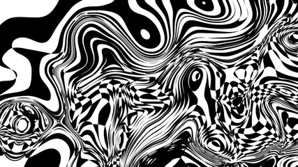 Wall Mural - Abstract fluid and wave background in black and white