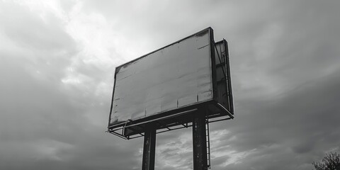 Aufkleber - A blank billboard stands alone under a cloudy sky, perfect for representing a lack of advertising or promotion