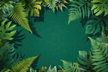 Wall Mural - Vibrant Jungle Foliage Shadow Overlay Effect with Fern Leaf and Tropical Plant Elements