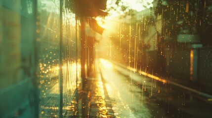 Poster - A person walking in the rain with an umbrella, perfect for a rainy day scene or weather-related concept