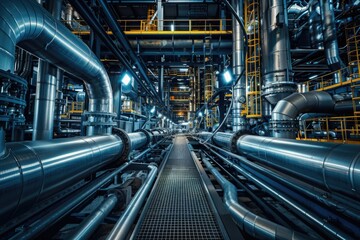Poster - Industrial pipe-filled room
