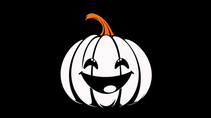 Cheerful cartoon pumpkin with a smiling face on black background