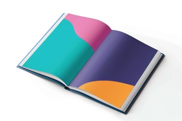 An open book lying flat on a clean white surface, ideal for education or design concepts