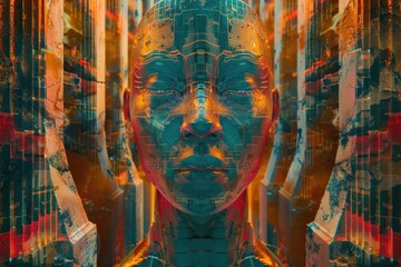 Poster - A digital illustration of a human male face