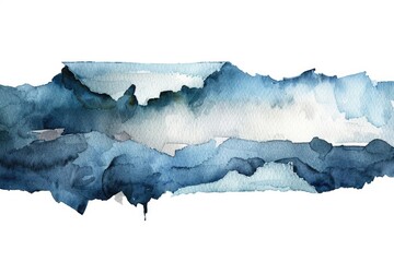Poster - Watercolor painting of blue and white clouds in a clear sky