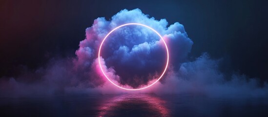 Wall Mural - Neon Circle in the Clouds