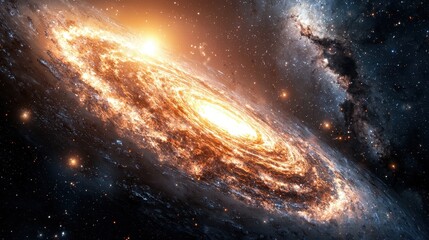 Poster - Spiral Galaxy in Deep Space with Stars and Nebulae