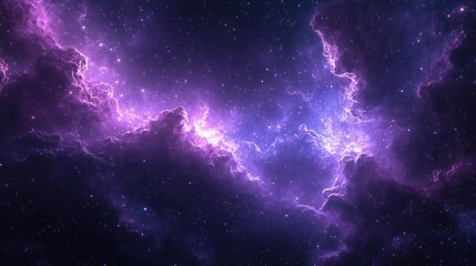 Wall Mural - A stunning image of a vibrant purple nebula against the backdrop of a star-filled night sky,