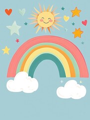 Poster - Rainbow with Stars