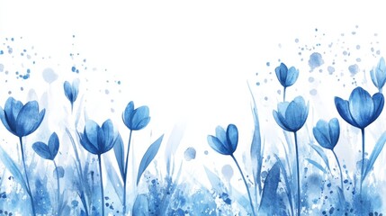 Wall Mural - Abstract blue flowers background,