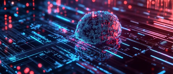 Aufkleber - 3D Illustration of Machine Learning. AI, Data Mining, and Modern Technology