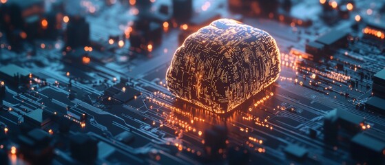 Aufkleber - 3D Illustration of Machine Learning. AI, Data Mining, and Modern Technology
