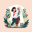 © Ziyan - illustration of female doctor treating elderly patient, flat design for world doctors day