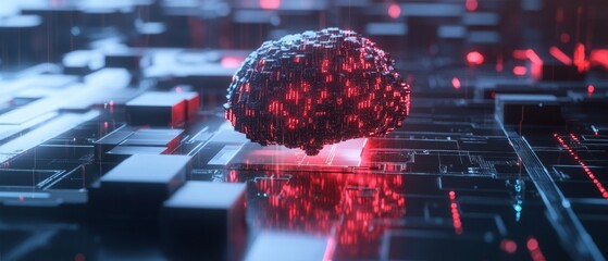 Aufkleber - 3D Illustration of Machine Learning. AI, Data Mining, and Modern Technology