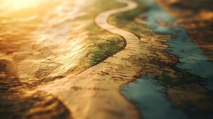 Poster - Conceptual image depicting a minimalist map design with a clear decisive path leading towards a distinct destination  This visual metaphor represents the idea of the journey of progression and growth