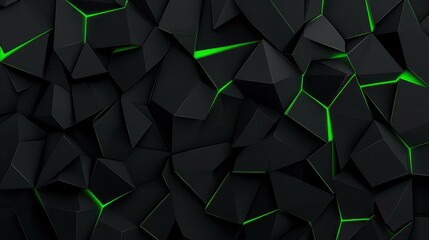 Poster - Discover a sleek black and green abstract vector background with a unique polygonal pattern for your projects.