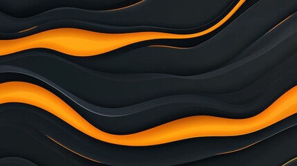 Wall Mural - Vibrant black and orange abstract background with a glowing yellow light effect, perfect for modern designs and artwork.