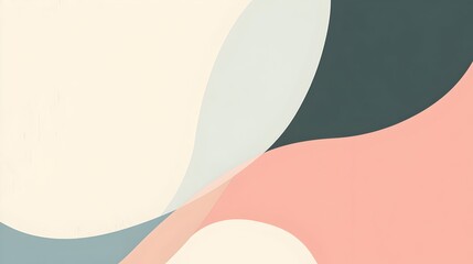 Poster - Elegant and Calming Minimalist Pastel Design with Gentle Curves Creating an Open Space for Presentation Content or Web Layout