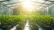 © BOJOShop - Rows of Green Plants Growing in Greenhouse Under Sunlight