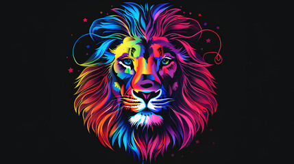  colorful leo zodiac on a black background
