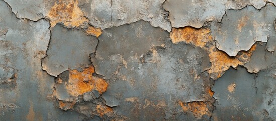 Poster - 3D rendering of an old grunge weathered wall background featuring an abstract design with cracks spots and stains on a damaged antique surface