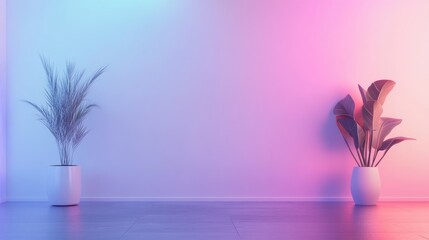 Poster - 3D rendering of a minimalistic interior with a white wall backdrop