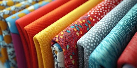 Poster - 3D rendering of assorted vibrant fabrics