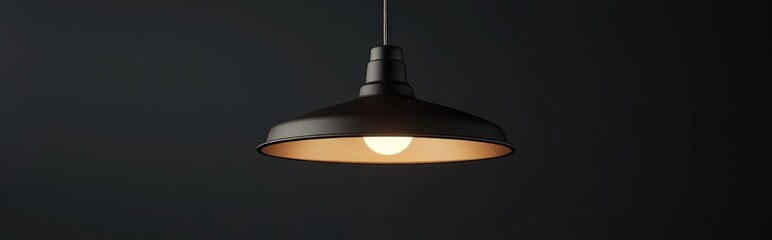Poster - 3D rendering of a lamp on a ceiling with a black background