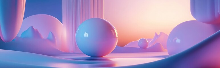 Leinwandbilder - Futuristic illustration in abstract style with gradient background presented in 3D cartoon rendering