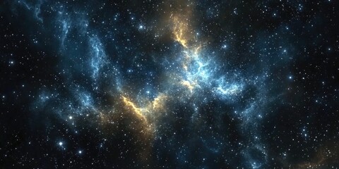 Poster - Illustration of a deep space star field in a 3D cartoon rendering showcasing a universe filled with stars and gas in the far distant cosmos